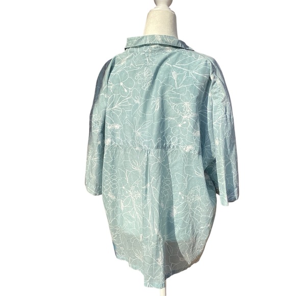 Acacia Swimwear Cotton Button up Demi shirt in Moorea Blue Floral - Picture 6 of 10